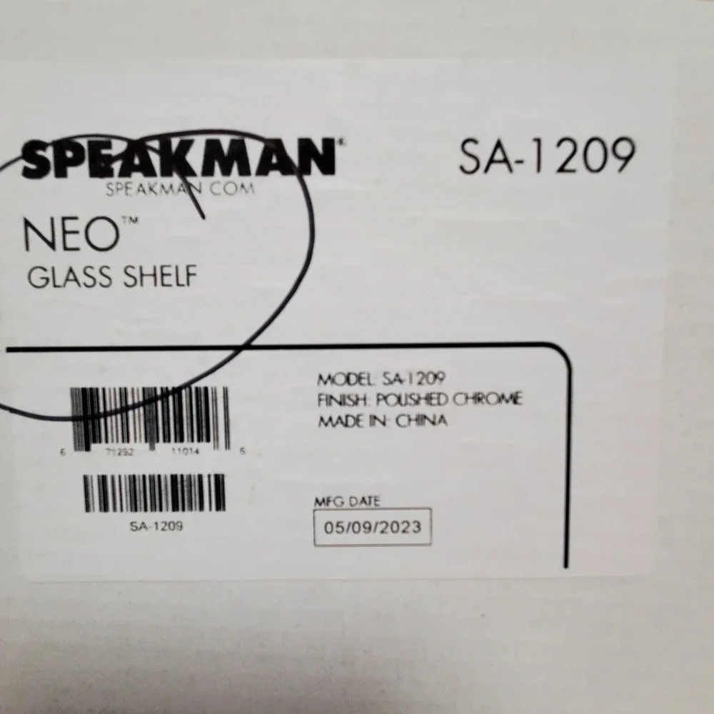 Speakman Neo Polished Chrome Glass Shelf SA-1209 Bathroom Vanity‎ Storage New